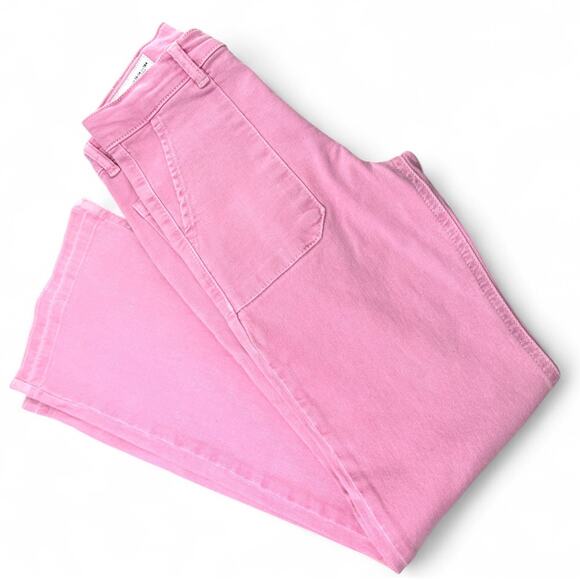 ZARA 13-14 Girls Denim Chino Wide Leg Utility Pink Trouser Jeans - Picture 2 of 6